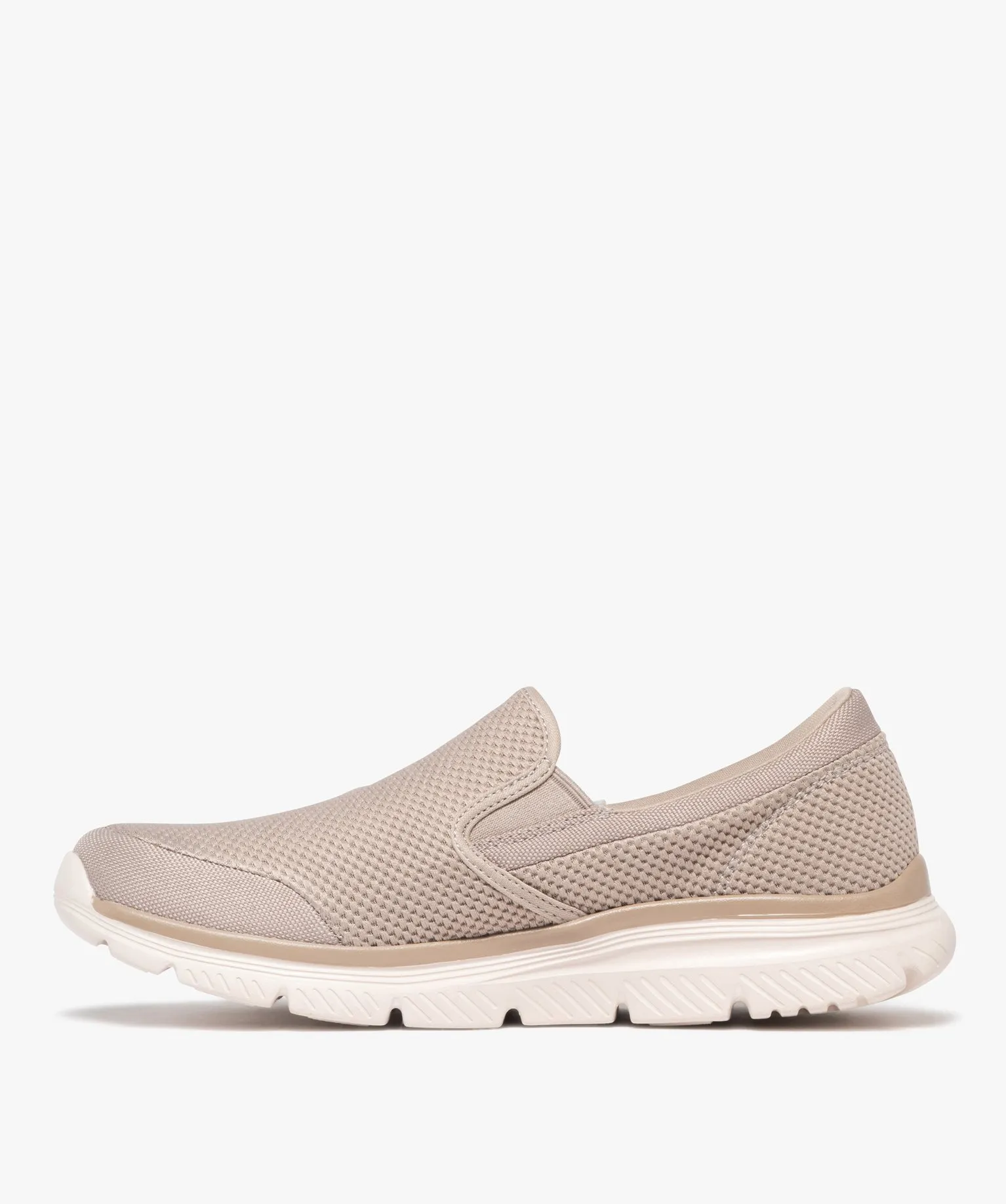 baskets homme slip-on running en textile et a semelle epaisse - skechers beige baskets et tennis