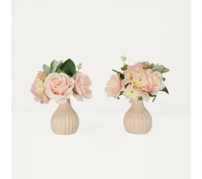 Bouquet Artificiel De Fleurs Roses En Pot 25cm Lot De 2