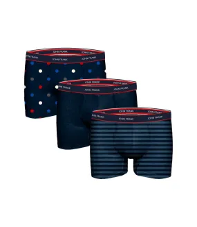 Boxer Homme JOHN FRANK Confort et Qualité en Coton Premium Pack de 3 Boxers JF3BNSB03