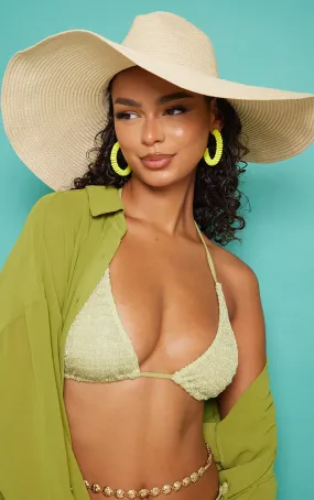 Chapeau fedora beige oversize en maille tissée