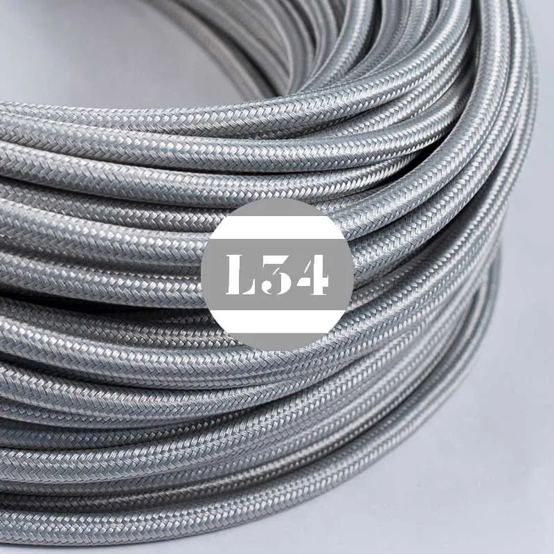Câble électrique tissu argent soie