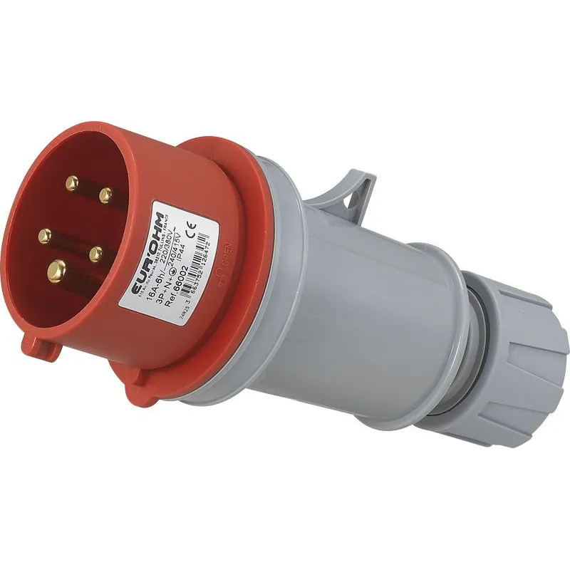 Fiche industrielle mobile droite 3P+N+T 16A 400V AC IP44 (66002)