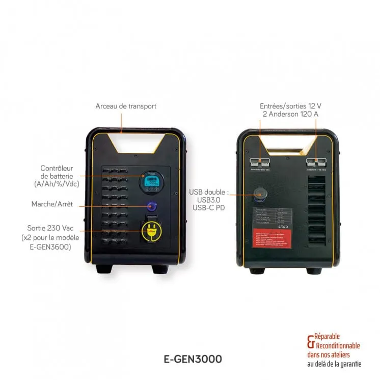 Générateur électrique portable 2000W batterie Lithium 1280Wh 