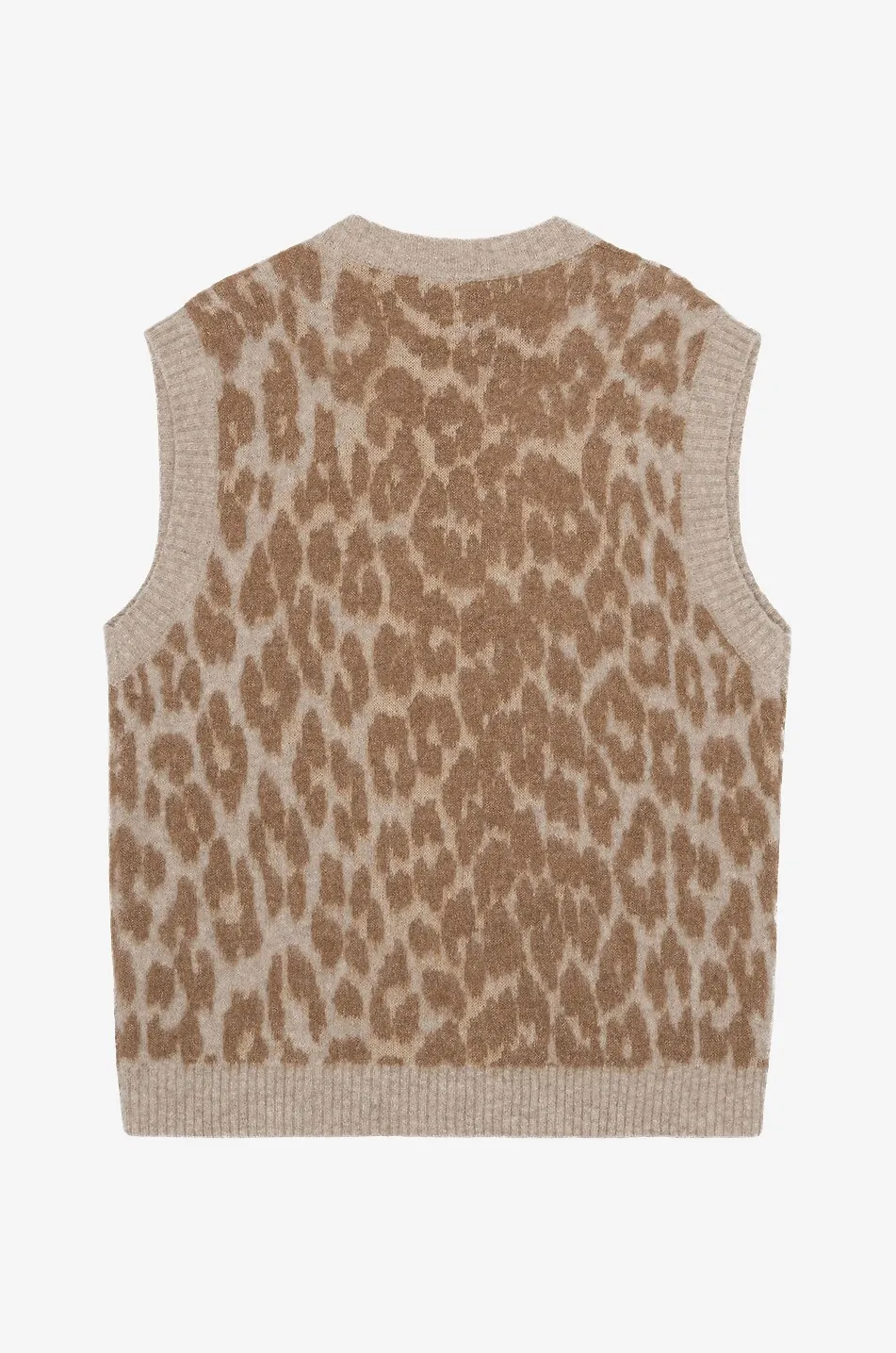 Pull jacquard sans manches oversize Leopard