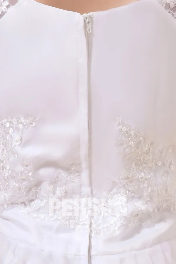 Robe de cérémonie fille blanche longue à mancheron