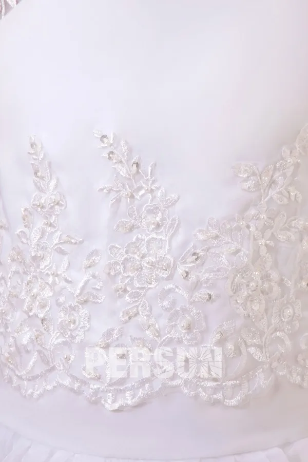 Robe de cérémonie fille blanche longue à mancheron