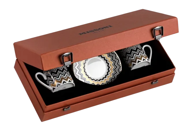 Tasse & Soucoupe Missoni Boîte Cadeau de Luxe Zig Zag Gold 120 ml (Ensemble de 2)